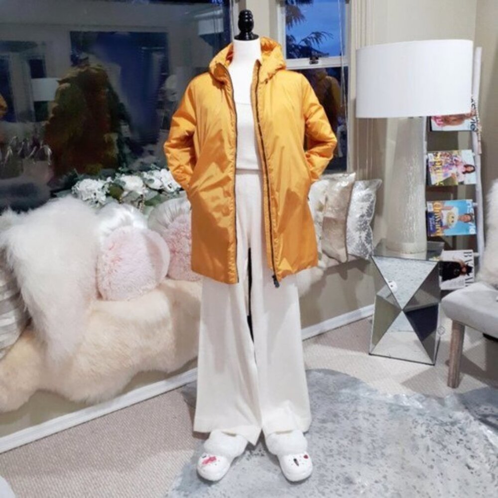 *SOLD* Save The Duck marigold yellow gold mustard water repellent hooded jacket - Picture 3 of 12